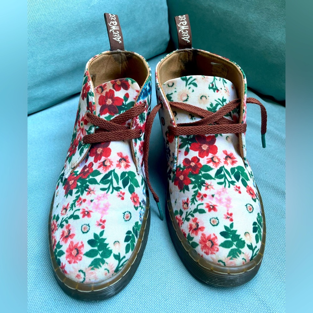 Dr. Martens Air Wair Booties Lace Up Floral Boots